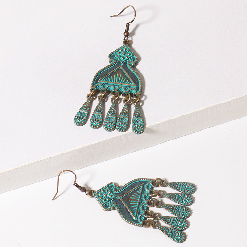 Wholesale Bohemian Plum Flower Turquoise Earrings
